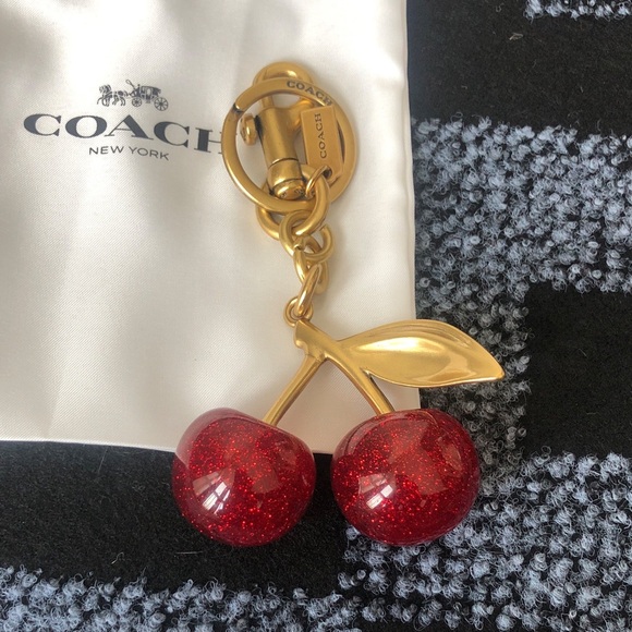 Meet the Posher Accessories - Coach Gold-Tone Cherry Keychain with Red Glitter Cherries